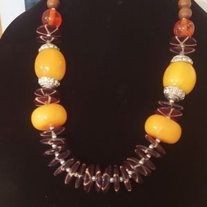 Chunk/ bold yellow and brown necklace.